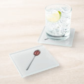 Dessous-de-verre En Verre Sirop rouge en cuillère argentée (Incliné)