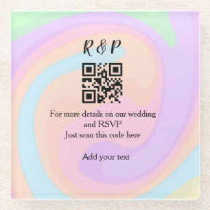 Dessous-de-verre En Verre Site web de mariage rsvp q r code ajouter nom text
