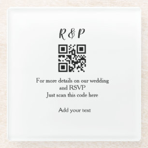 Dessous-de-verre En Verre site web mariage rsvp q r code ajouter nom texte t