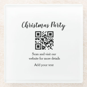 Dessous-de-verre En Verre Site web simple pour fête de Noël code-barres QR a