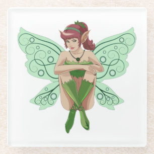 DESSOUS-DE-VERRE EN VERRE SITTING FAIRY