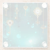 Dessous-de-verre En Verre Skeleton Keys on Green Background (Dos)