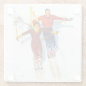 Dessous-de-verre En Verre Ski de descente en couple (Dos)