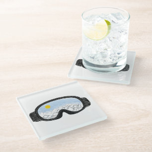 Dessous-de-verre En Verre Ski Goggles Mountain View Illustration
