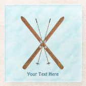 Dessous-de-verre En Verre Skis De Fond Sur Neige (Devant)