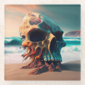 Dessous-de-verre En Verre Skull on the beach (Devant)