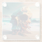 Dessous-de-verre En Verre Skull on the beach (Dos)