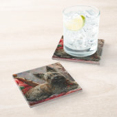 Dessous-de-verre En Verre Skye Terrier Chien Festif de Noël (Incliné)