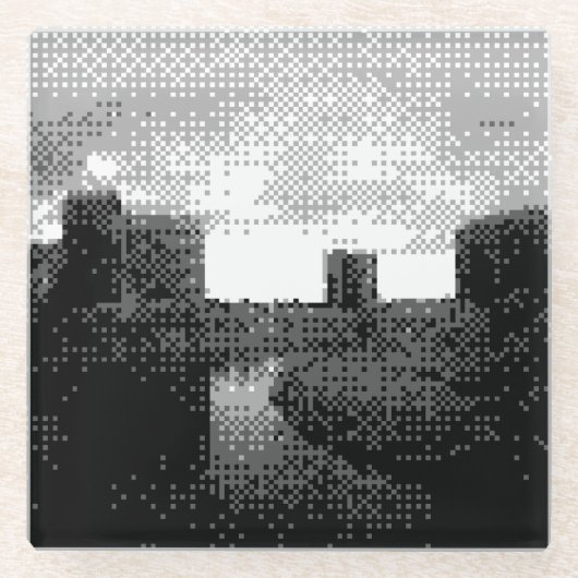 Dessous-de-verre En Verre skyline d'art pixel (Devant)