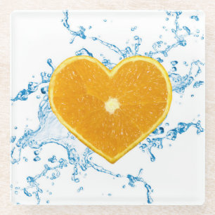 Dessous-de-verre En Verre Slice of Heart-Shaped Orange