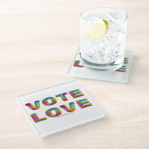 Dessous-de-verre En Verre SlipperyJoe vote amour égalité fourrure de couleur