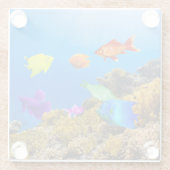 Dessous-de-verre En Verre SlipperyJoe's Fish Pride tropicale vert bleu pourp (Dos)