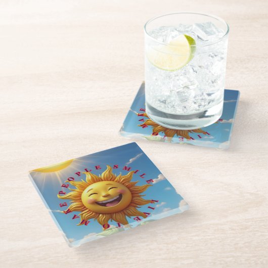 Dessous-de-verre En Verre "Smiling Sun Coasters – Spread Joy with Eve (Incliné)