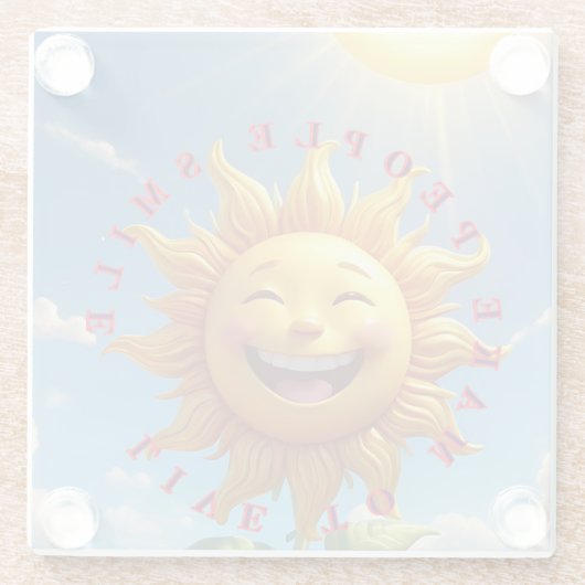 Dessous-de-verre En Verre "Smiling Sun Coasters – Spread Joy with Eve (Dos)