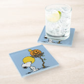 Dessous-de-verre En Verre Snoopy & Bois Nid Avec Jack O'Lantern (Incliné)