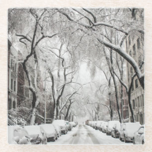 Dessous-de-verre En Verre Snow Urban Christmas à Brooklyn