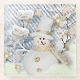 Dessous-de-verre En Verre Snowman