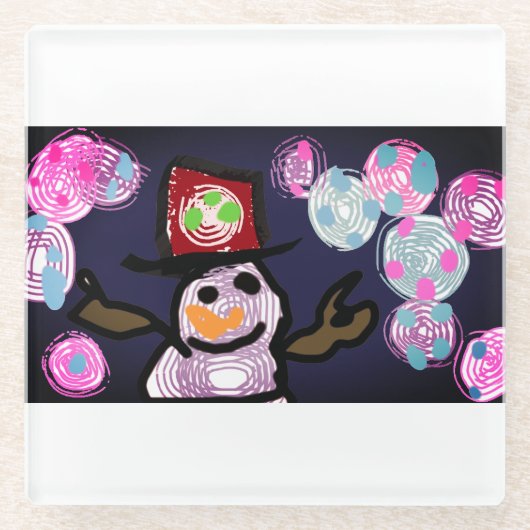 Dessous-de-verre En Verre Snowman lovey (Devant)