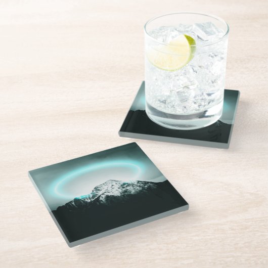 Dessous-de-verre En Verre Snowy mountain mysterious blue neon light (Incliné)