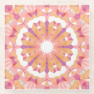 Dessous-de-verre En Verre Soft Pastel Rose Peach Purple Star Décor Éclectiqu
