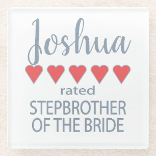 Dessous-de-verre En Verre Soirée de mariage et de mariage 5 Coeur Stepbrothe