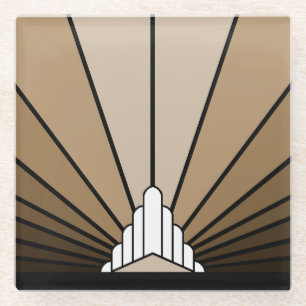 Dessous-de-verre En Verre Soleil Art déco bronzé