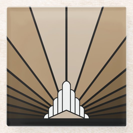 Dessous-de-verre En Verre Soleil Art déco bronzé (Devant)