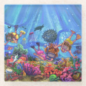 Dessous-de-verre En Verre Sous l'art de mer (Devant)