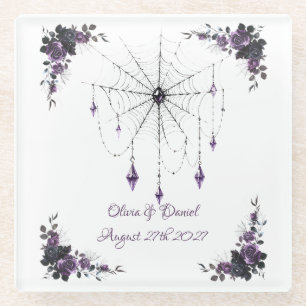Dessous-de-verre En Verre Sous-verre de mariage gothique Floral Romance somb