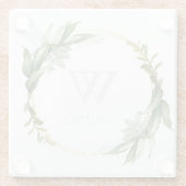 Dessous-de-verre En Verre Sous-verre en verre à monogramme élégant Eucalyptu (Dos)