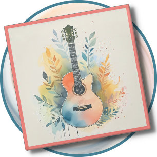 Dessous-de-verre En Verre Sous-verre en verre - Guitare acoustique sur un so