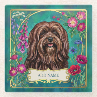 Dessous-de-verre En Verre Sous-verre en verre personnalisé marron Lhasa Apso