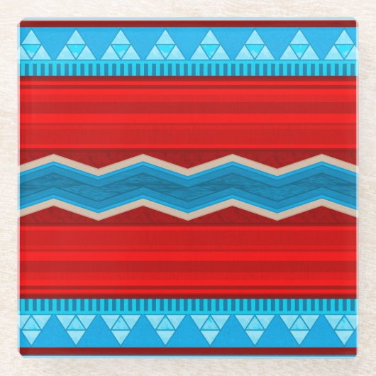 Dessous-de-verre En Verre Southwest River Canyon Geometric Red Turquoise (Devant)