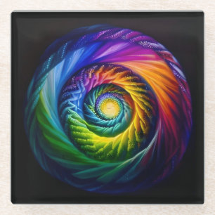 Dessous-de-verre En Verre Spirale de couleur arc-en-ciel sortant