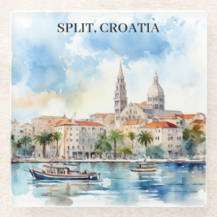 Dessous-de-verre En Verre Split Croatie Dalmatie Aquarelle
