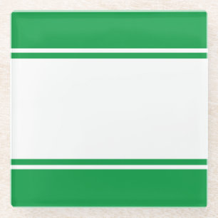 Dessous-de-verre En Verre Sporty les années 70 brillant Kelly Green White Ra