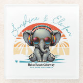 Dessous-de-verre En Verre Spring Sunshine and Ele-fun Retro Beach Getaway (Devant)