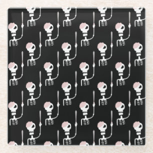 Dessous-de-verre En Verre Squelette d'Halloween avec épée