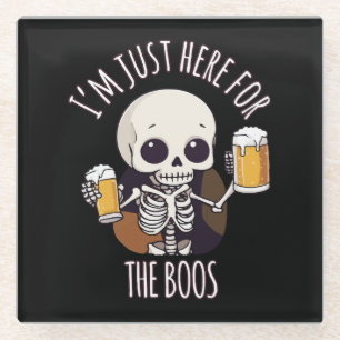 Dessous-de-verre En Verre Squelette Mignon Halloween Oktoberfest