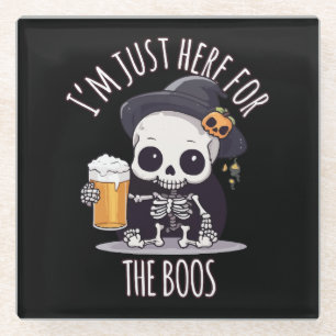Dessous-de-verre En Verre Squelette Mignon Halloween Oktoberfest