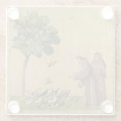 Dessous-de-verre En Verre St Francis d'Assisi prêchant aux oiseaux (Dos)