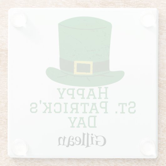 Dessous-de-verre En Verre St. Patrick's Day casquette vert irlandais Shamroc (Dos)