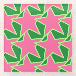 Dessous-de-verre En Verre Star Géométrique moderne - pastèque rose et vert