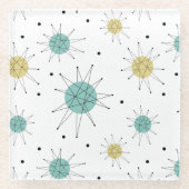 Dessous-de-verre En Verre Starburst franciscain bleu et jaune mi-siècle (Devant)