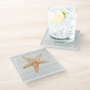 Dessous-de-verre En Verre Starfish Shiplap Rustic Beach Decor Dessous de ver