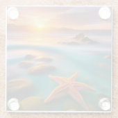 Dessous-de-verre En Verre Starfish sur la plage à Dawn (Dos)