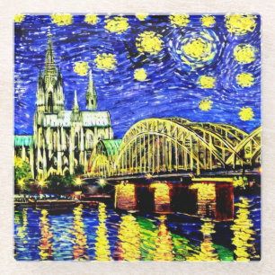 Dessous-de-verre En Verre Starry Night Cologne Allemagne Cathédrale