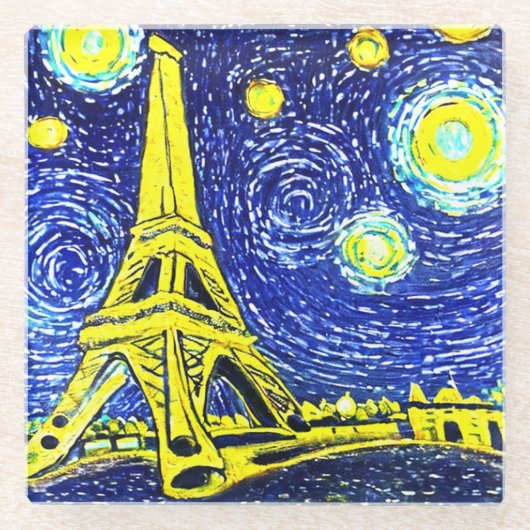 Dessous-de-verre En Verre Starry Night Paris France (Devant)