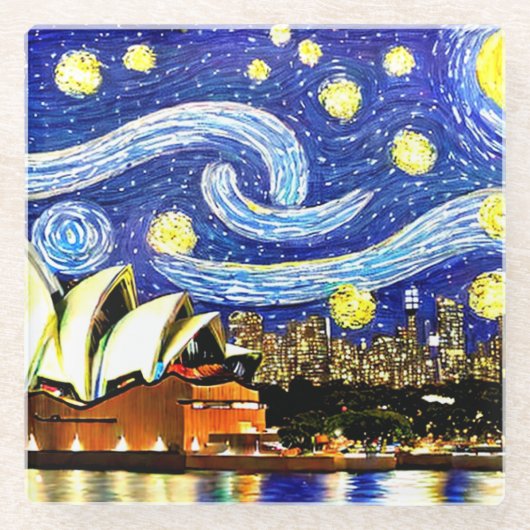 Dessous-de-verre En Verre Starry Night Sydney Australie Opéra (Devant)