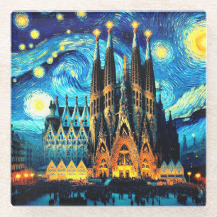 Dessous-de-verre En Verre Starry Sagrada Familia Barcelona